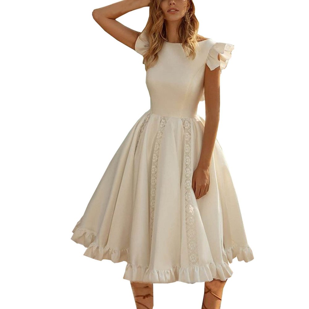 Akklian Sweetheart Short Wedding Dress for Bride Sleeveless Boho Wedding Dress Tulle Bridal Gown Bridesmaid Dress Formal Gown White