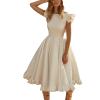 Akklian Sweetheart Short Wedding Dress for Bride Sleeveless Boho Wedding Dress Tulle Bridal Gown Bridesmaid Dress Formal Gown White view 1