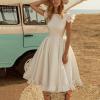Akklian Sweetheart Short Wedding Dress for Bride Sleeveless Boho Wedding Dress Tulle Bridal Gown Bridesmaid Dress Formal Gown White view 2