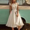 Akklian Sweetheart Short Wedding Dress for Bride Sleeveless Boho Wedding Dress Tulle Bridal Gown Bridesmaid Dress Formal Gown White view 4