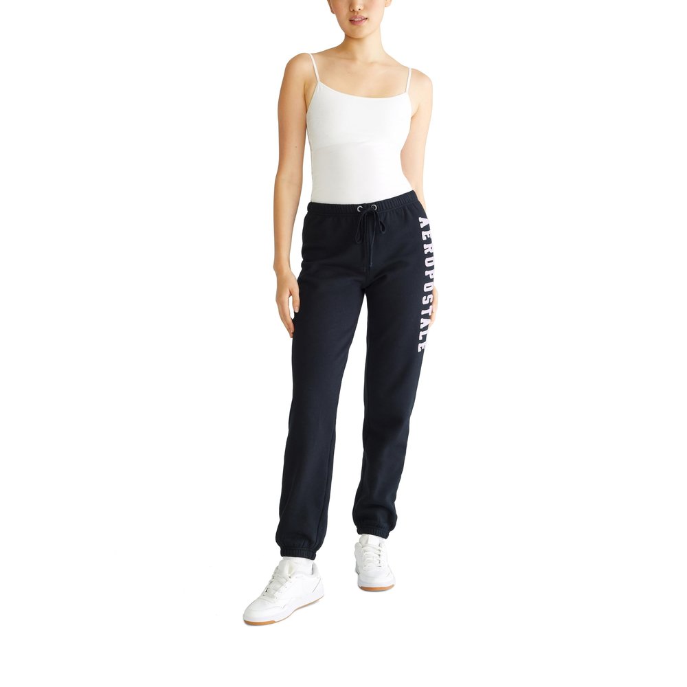 Aero Logo Cinch/Jogger Pant- Arches- Aeropostale, Dark Black, M