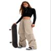 Bakyarder Womens Y2K Baggy Parachute Pants High Waist Wide Leg Casual Track Pants for Dance Training with Adjustable Drawstring Waist Apricot Medium view 4