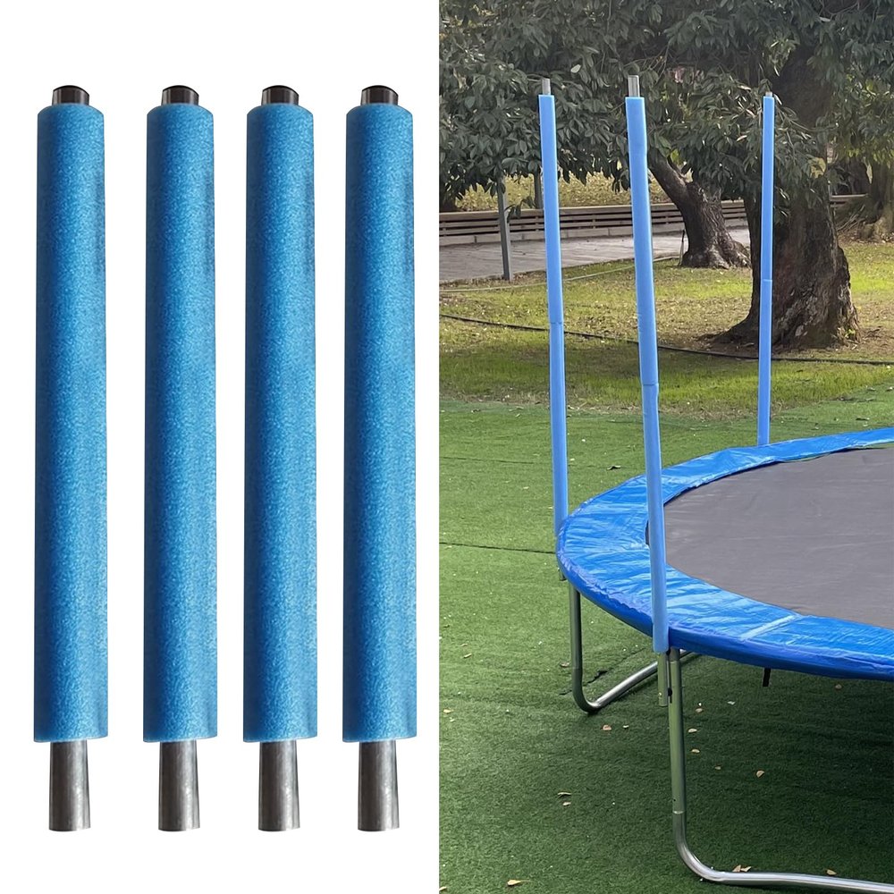 Makamsui 4pcs Trampoline Poles Replacement, 1.76/1.96M Anti-Collision Trampoline Steel Tube Foam Enclosure Poles, Universal Trampoline Replacement Parts Blue S