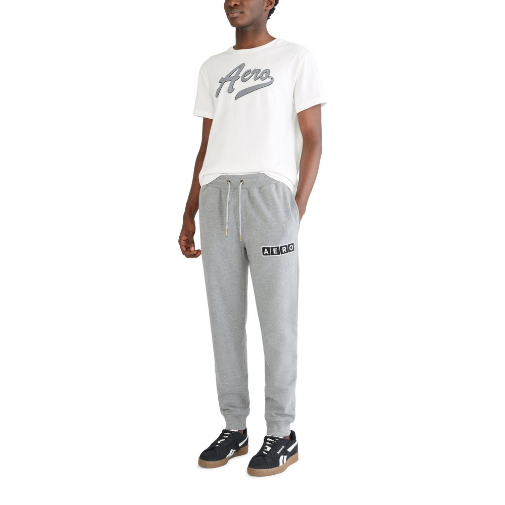 Aero Logo Fleece Jogger Pant- Box Logo, Medium Heather Grey, 3XL
