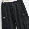 Cargo Pants Womens High Waisted Wide Leg Pants with Pockets Baggy Fashion Y2k Parachute Pants Jogger Hiking Trousers Black view 4