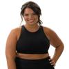 Dolfin Women's Aquashape Solid Black High Neck Longline Bikini Top w/Racerback Black S view 1