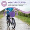 Bike Basket Kids, Purple Girls Bike Basket Front Bike Accessories, Kids Bicycle Basket with Stickers, Bike Bell, Windmill, and 1 Pairs Colorful Ribbons Tassels (Purple Basket) view 2