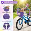 Bike Basket Kids, Purple Girls Bike Basket Front Bike Accessories, Kids Bicycle Basket with Stickers, Bike Bell, Windmill, and 1 Pairs Colorful Ribbons Tassels (Purple Basket) view 4