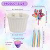 Bike Basket Kids, White Girls Bike Basket Front Bike Accessories, Kids Bicycle Basket with Stickers, Bike Bell, Windmill, and 1 Pairs Colorful Ribbons (White Basket) view 2