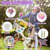 Bike Basket Kids, White Girls Bike Basket Front Bike Accessories, Kids Bicycle Basket with Stickers, Bike Bell, Windmill, and 1 Pairs Colorful Ribbons (White Basket) view 3