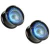 Pierced Owl Blue Vortex Galaxy Pyrex Glass Double Flared Plugs, Sold as a Pair (19mm (3/4")) view 1