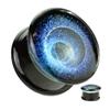 Pierced Owl Blue Vortex Galaxy Pyrex Glass Double Flared Plugs, Sold as a Pair (19mm (3/4")) view 3