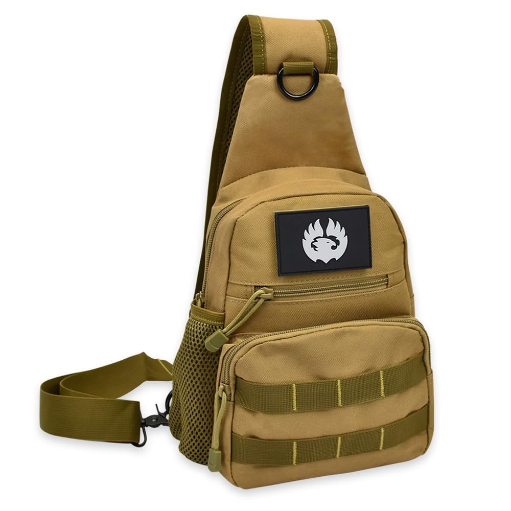 TORCH Crossbody Chest Bag Outdoor Sport Tactical MOLLE Backpack Shoulder Sling Travel Pack for Every Day Carry V2 (Desert)