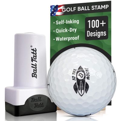 Ball Tatt - to The Moon Bitcoin Golf Ball Stamp, Golf Ball Stamper, Self-Inking Golf Ball Stamp Markers, Reusable Golf Ball Marking Tool to Identify Golf Balls, Golfer Gift Golfing Accessories