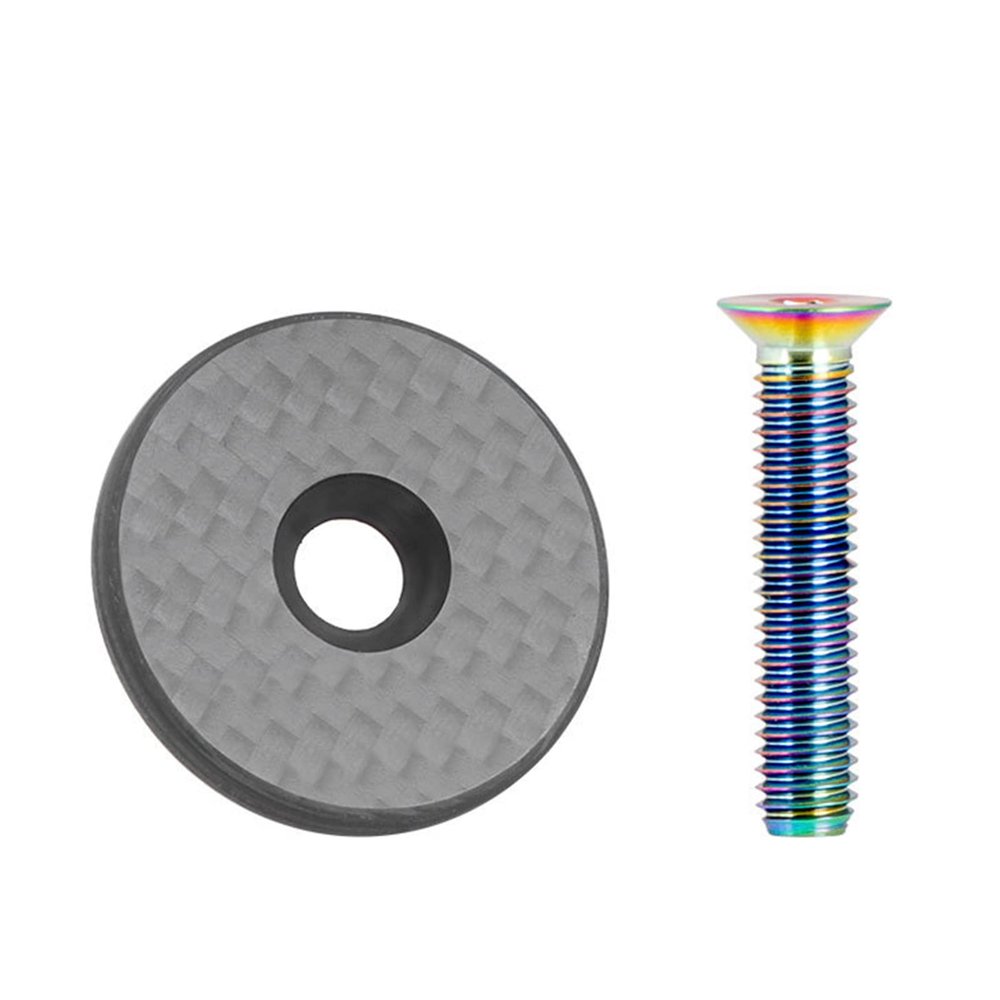 CHENGBEI 28.6mm 1-1/8" Fork Tube Headset Cap Cover Lightweight Bicycle Headset Top Cap Bolt Bicycle Modification Accessories Headset Top Cap with Bolt 28.6mm 1-1/8" Carbon-Fiber Stem