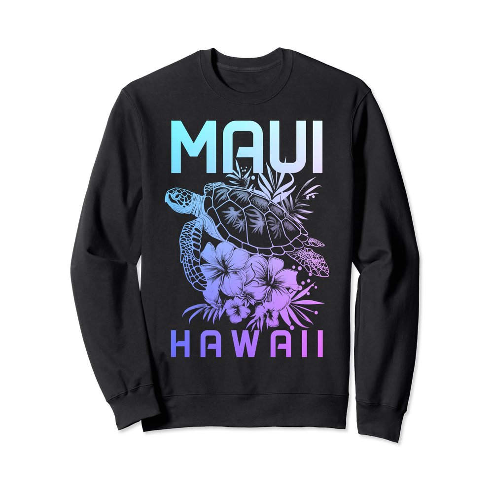 Maui Hawaii Sea Turtle Scuba Diving Flower Hawaiian Souvenir Sweatshirt
