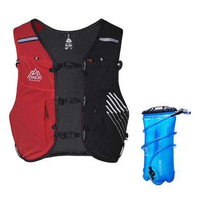 AONIJIE Lightweight Running Vest Hydration 10L Large Capacity & Fits 6.8 inch Phones,Hydration Backpack for Hiking Off-Road Cycling Race Marathon (BlackRed with 1.5L Water,M)