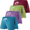 4 Pack Youth Girls Athletic Shorts 3", Girls Soccer Shorts, Kids Workout Gym Clothes Activewear Apparel with Zipper Pockets (Set 4, X-Small) view 1