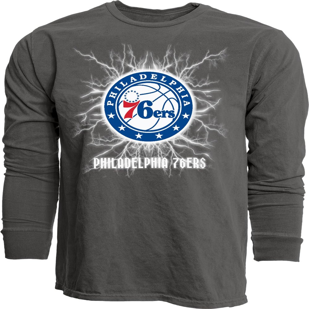Philadelphia 76ers NBA Officially Licensed Long Sleeve T-Shirt Ringspun Electric Black, X-Large