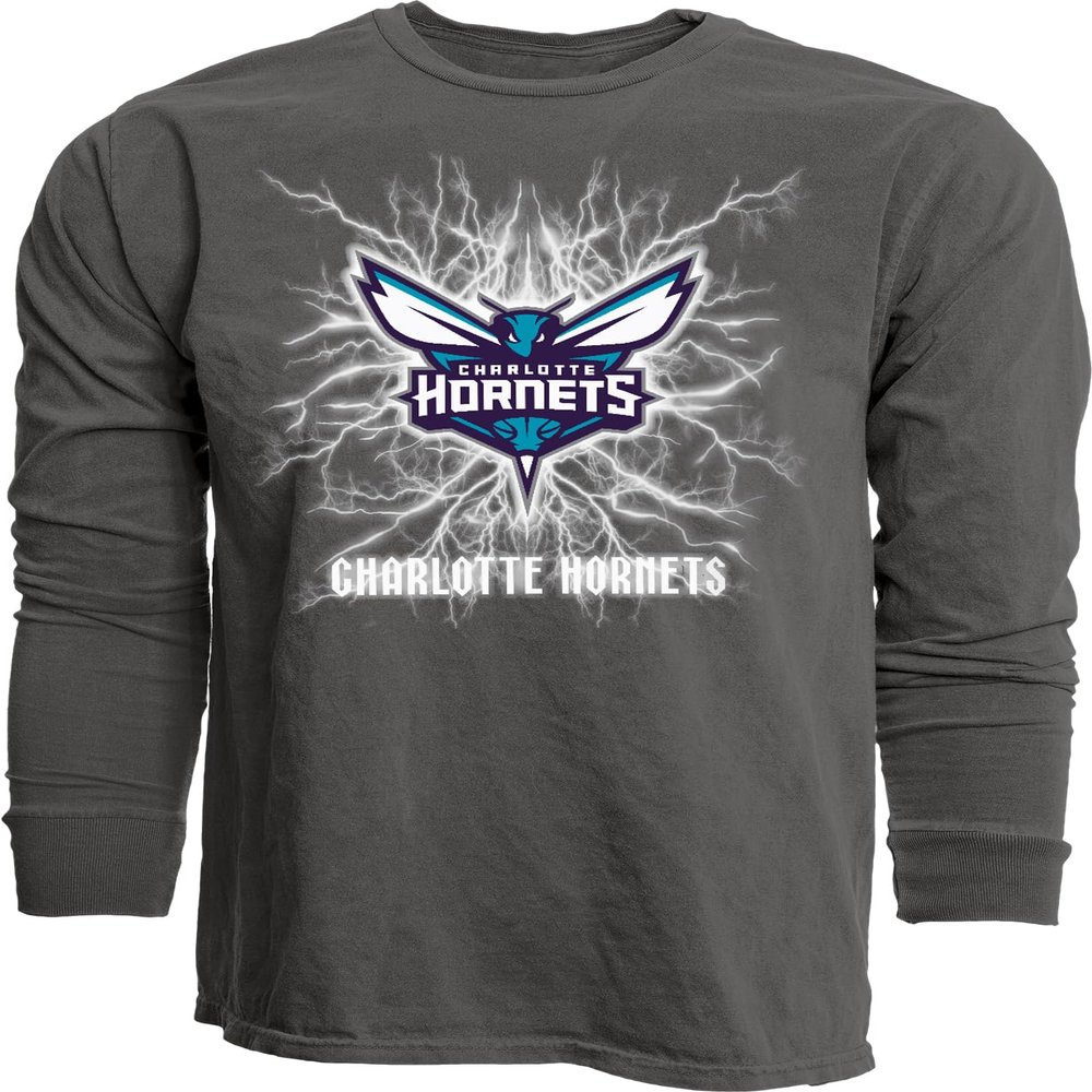 Charlotte Hornets NBA Officially Licensed Long Sleeve T-Shirt Ringspun Electric Black, XX-Large