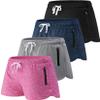 4 Pack Youth Girls Athletic Shorts 3", Girls Soccer Shorts, Kids Workout Gym Clothes Activewear Apparel with Zipper Pockets (Set 5, X-Small) view 1