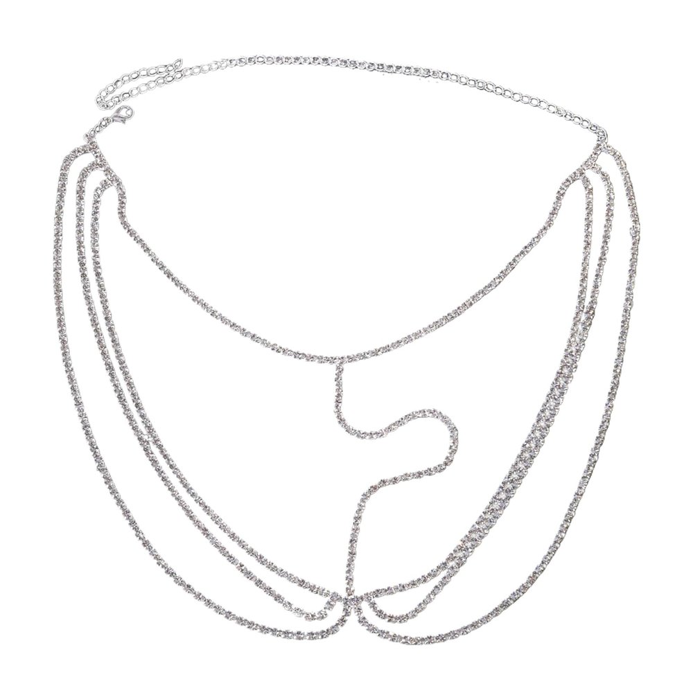 BEIDUOYANG Sparkling Multilayer Face Chain Hair Headdress Veil Fashion Face Chain Perfect For Special Occasions Role Playing Face Chain Jewelry Festival, Silver