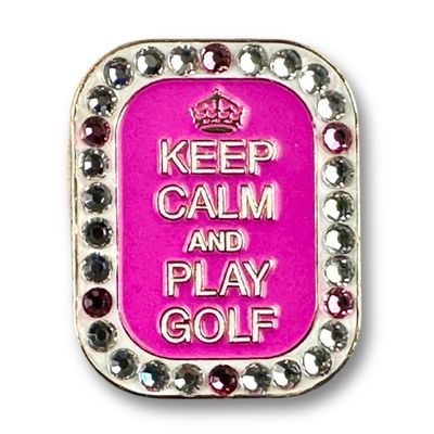 Bonjoc Premium Crystal Golf Ball Marker with Magnetic Hat Clip (Keep Calm Golf) | Perfect Golf Accessories, Golf Gift, and Golf Giveaway for Men Women with add-ons Available!, Pink