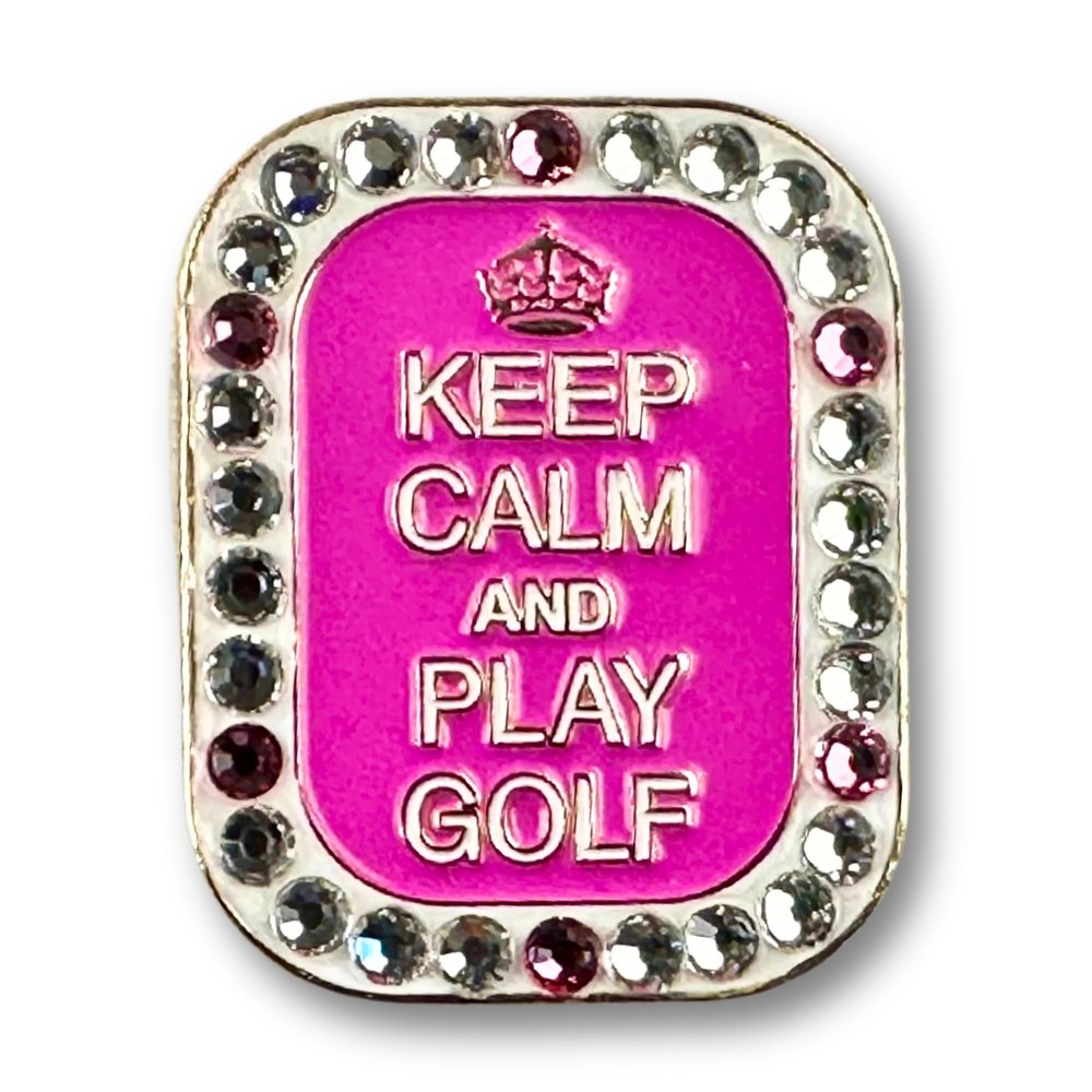 Bonjoc Premium Crystal Golf Ball Marker with Magnetic Hat Clip (Keep Calm Golf) | Perfect Golf Accessories, Golf Gift, and Golf Giveaway for Men Women with add-ons Available!, Pink