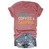 Dogs Coffee Camping Shirt, Camping Birthday Gift Tees, Dog Lover T Shirt for Women Adventure Vacation Summer Tops view 1