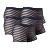 JEKE-DG Men's Ice Silk Stripes Boxer Briefs Low Rise Seamless Trunk Underwear See Through Thin Bulge Pouch Boxers (X-Large,Grey-5pc) view 1