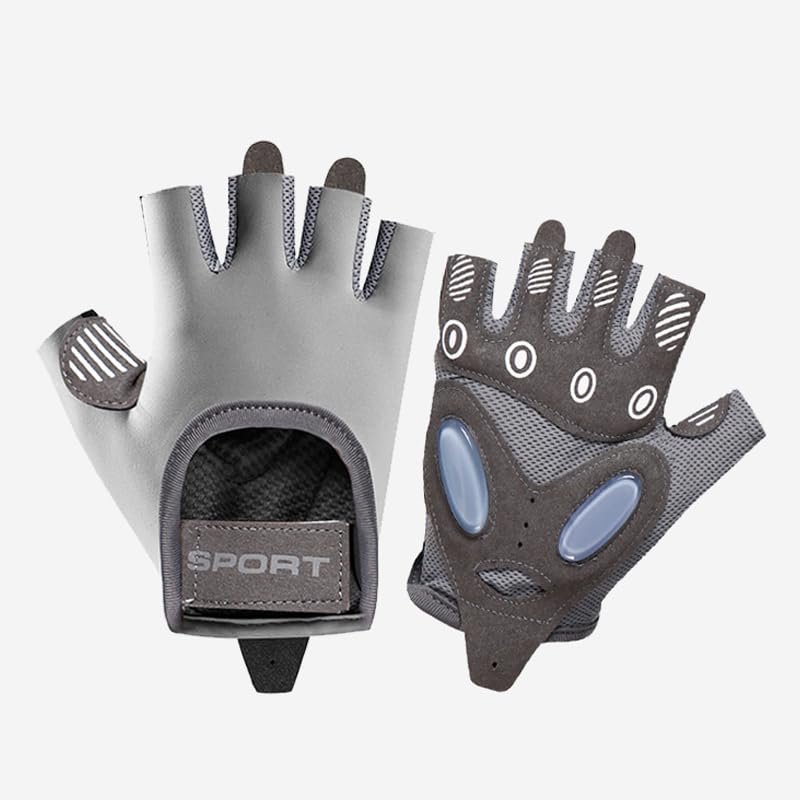 ANJMEICH Fitness Sports Gloves, Machine Training, Anti-Slip, Cycling (Grey, M)