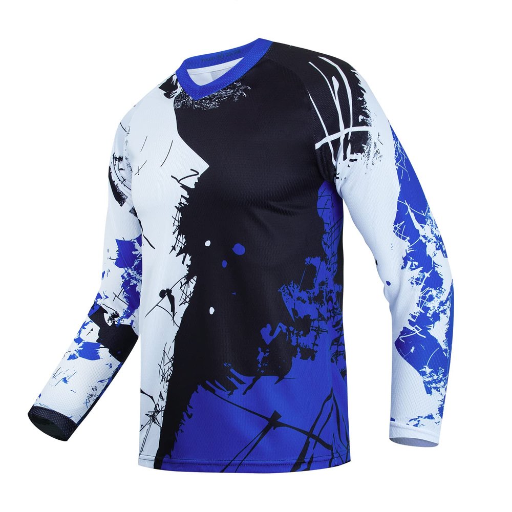 Kid Cycling Jersey Boy Girl Motocross Shirt Dirt Bike Clothes Blue YXL