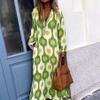 Akivide Women's Boho Floral Printed Long Sleeve Dress Casual Loose V Neck Long Dress Summer Fall Maxi Dresses view 2