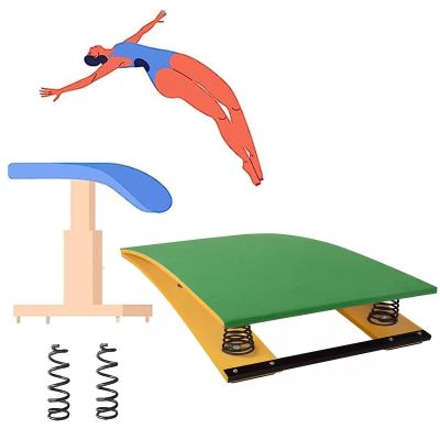 Gymnastics Center Professional Springboard, Indoor Outdoor Athletic Training/Gymnastics Training Vault Sport Equipment, Hardwood Curved Springboard, Green