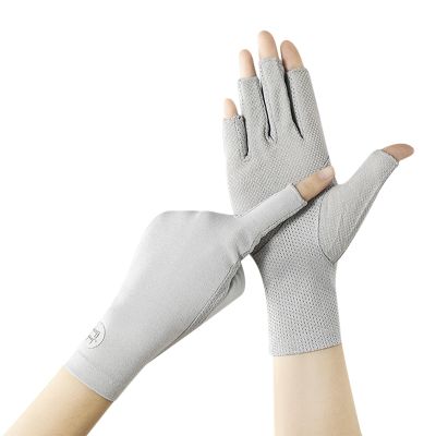 JIAHG Womens Driving Gloves Summer UV Sun Protection Non-Slip Touchscreen Gloves Outdoor Sunblock Gloves for Cycling (Solid Grey)