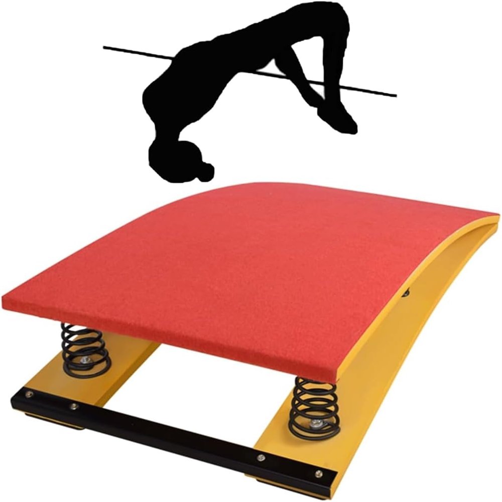 Kids Teens Springboard,Portable Curved Gymnastic Springboard, School Home Playroom Training Springboards with Non-Slip Pad, Red