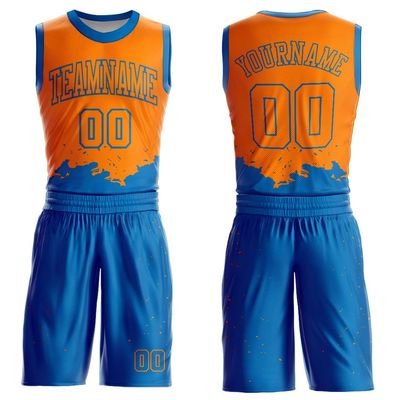 Custom Basketball Jersey Shorts Flame Orange Blue Personalized Basketball Tank Top Uniform Printed Name Number Logo for Men Women Youth