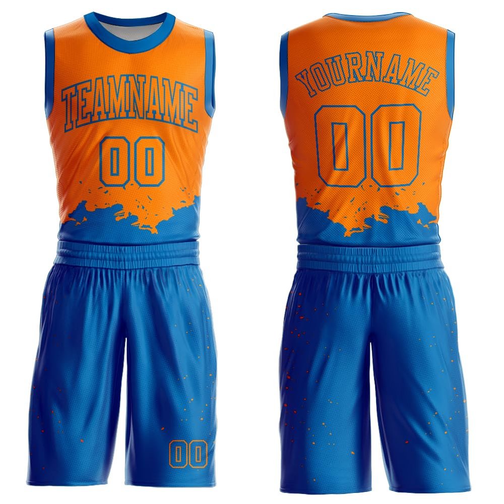 Custom Basketball Jersey Shorts Flame Orange Blue Personalized Basketball Tank Top Uniform Printed Name Number Logo for Men Women Youth