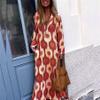 Akivide Women's Boho Floral Printed Long Sleeve Dress Casual Loose V Neck Long Dress Summer Fall Maxi Dresses view 2