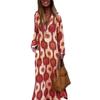 Akivide Women's Boho Floral Printed Long Sleeve Dress Casual Loose V Neck Long Dress Summer Fall Maxi Dresses view 1
