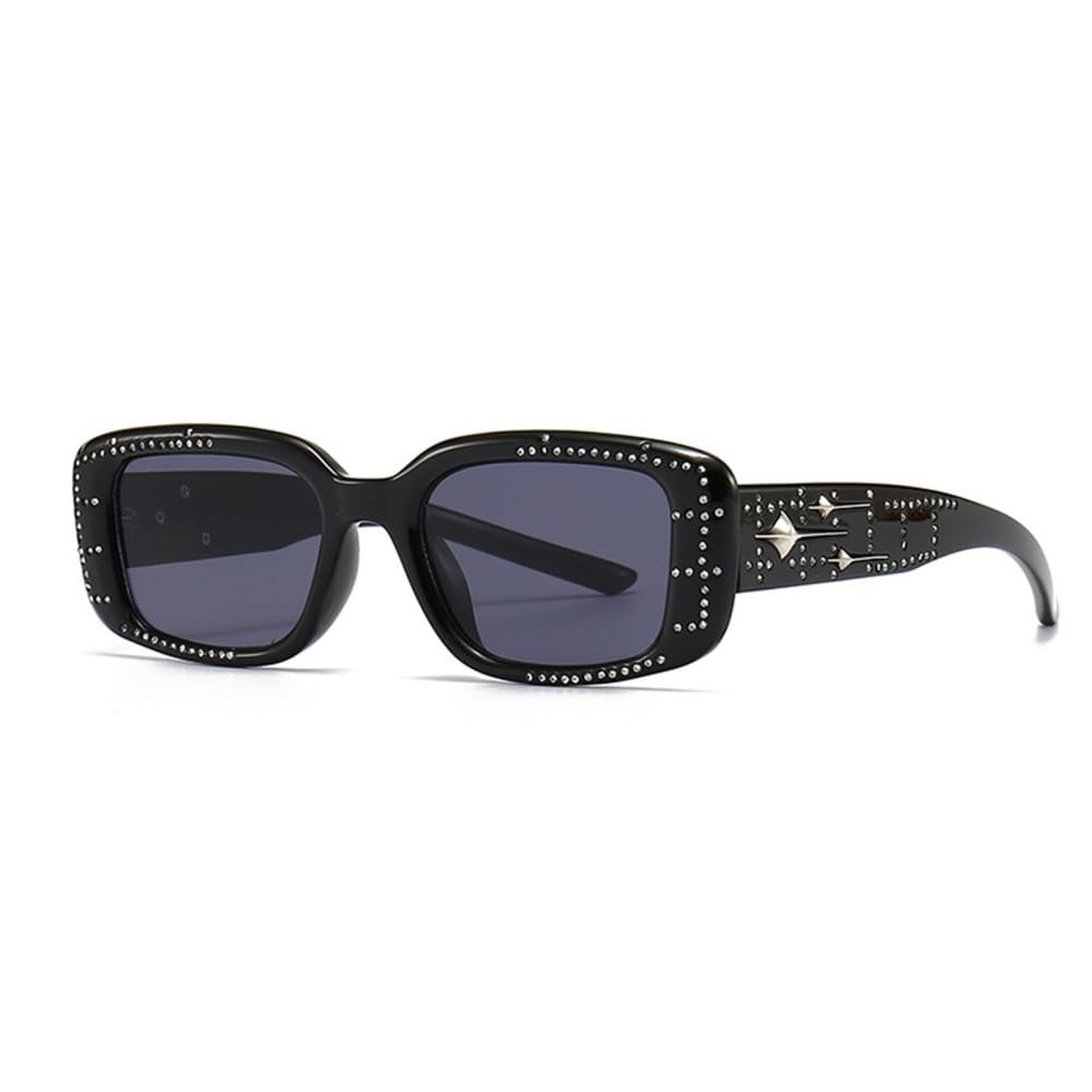 HPIRME Rectangular Women's Sunglasses Retro Wide Leg Eyeglass Frame Summer Tourism Sunshades Glasses UV,1,one size