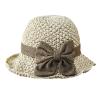 Beach Bucket Hat for Women Ladies Bow Wide Brim Summer Straw Sun Hat UPF50+ Foldable Travel Cap UV Sun Protection Hat Beige view 1
