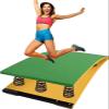 120 * 60cm Hardwood Gymnastics Spring Board with Crash Mats, Pro Curved Spring Board Durable Arts Springboard for Sports Club, Martial Arts, Adult/Teen/Child, 4 springs, Green view 1