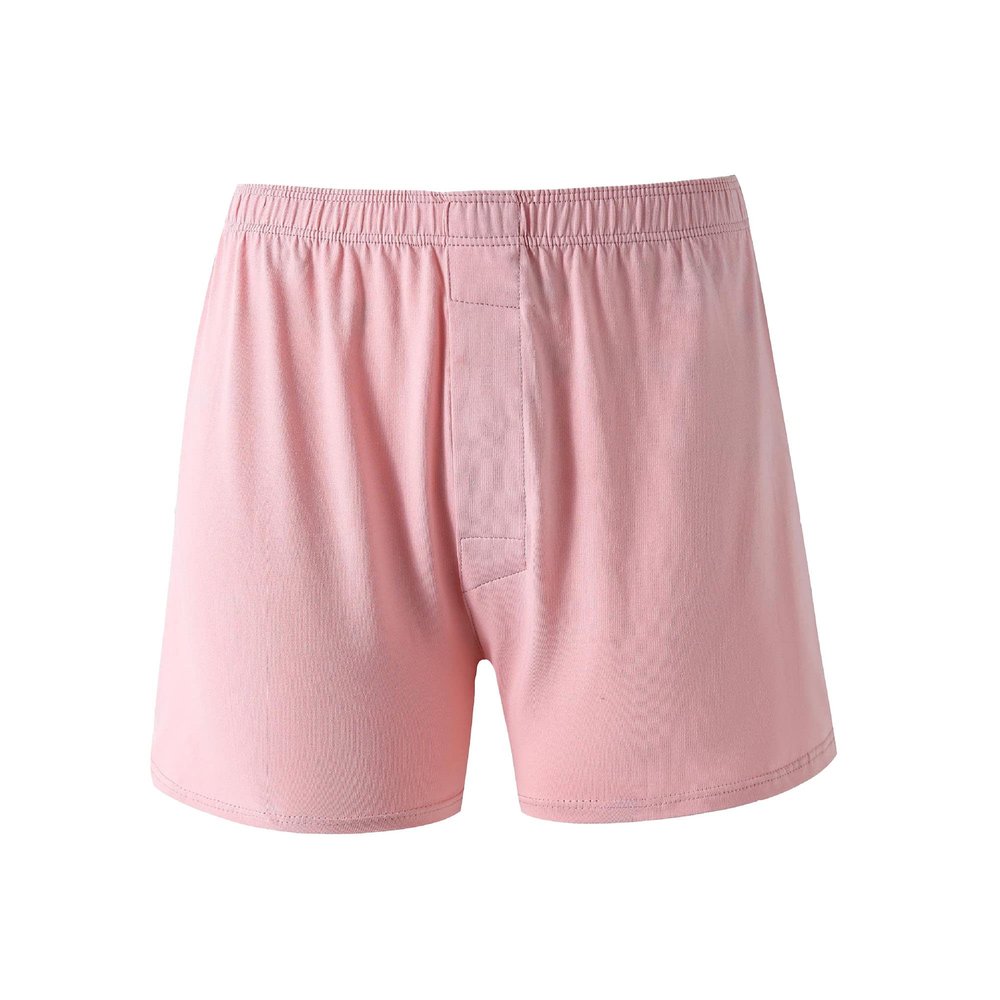 JEKE-DG Men High Waist Loose Boxers Relaxed Fit Stretch Boxer Brief Soft Lounge Underwear With Button Fly (X-Large,Pink-1pc)