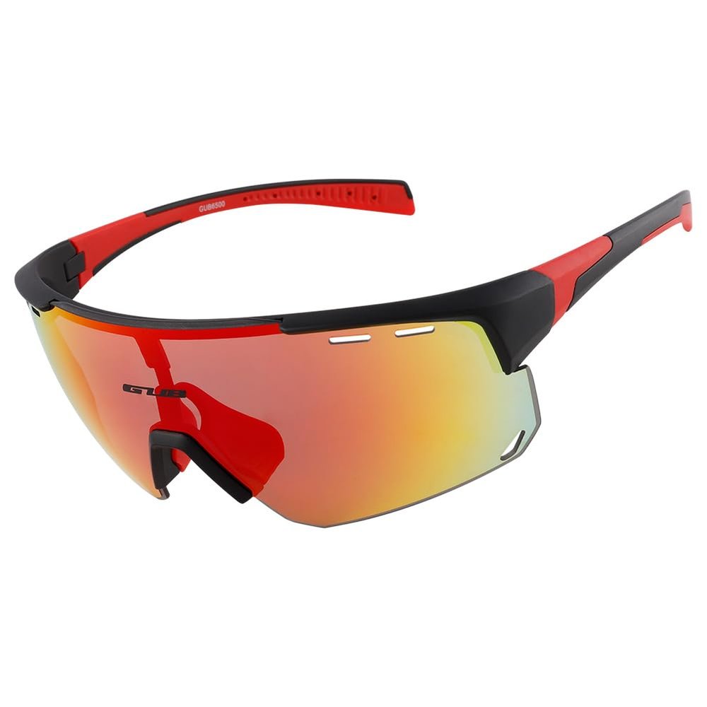 GUB 6500 Bicycle Glasses Lens Goggles UV400 Riding Glasses Bicycle Polarized Glasses Men and Women's Outdoor Sports Sunglasses (Black-red)