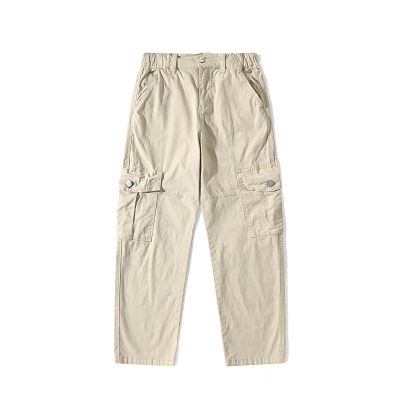 LANZIYAYA Girls Cargo Pants Wide Leg Streetwear Cute with Pockets Joggers 4-12 Year (US, Age, 8 Years, Khaki)