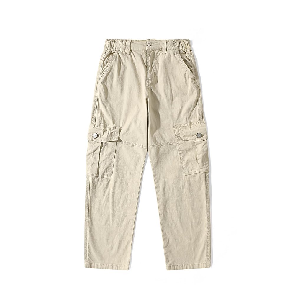 LANZIYAYA Girls Cargo Pants Wide Leg Streetwear Cute with Pockets Joggers 4-12 Year (US, Age, 8 Years, Khaki)