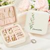 POKEHAND Personalized Jewelry Box, With Name and Flower Custom Travel Jewelry Case Box Organizer Box, Birthday Gifts for Women, Bridesmaid Proposal Unique Presents view 2