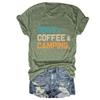 Dogs Coffee Camping Shirt, Camping Birthday Gift Tees, Dog Lover T Shirt for Women Adventure Vacation Summer Tops view 1