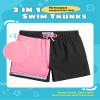 maamgic Boys Swim Trunks with Compression Liner Toddler Stretch Swim Shorts Quick Dry Swimming Trunks Boxer Brief 2 in 1 Beach Shorts Black Pink 3T view 2